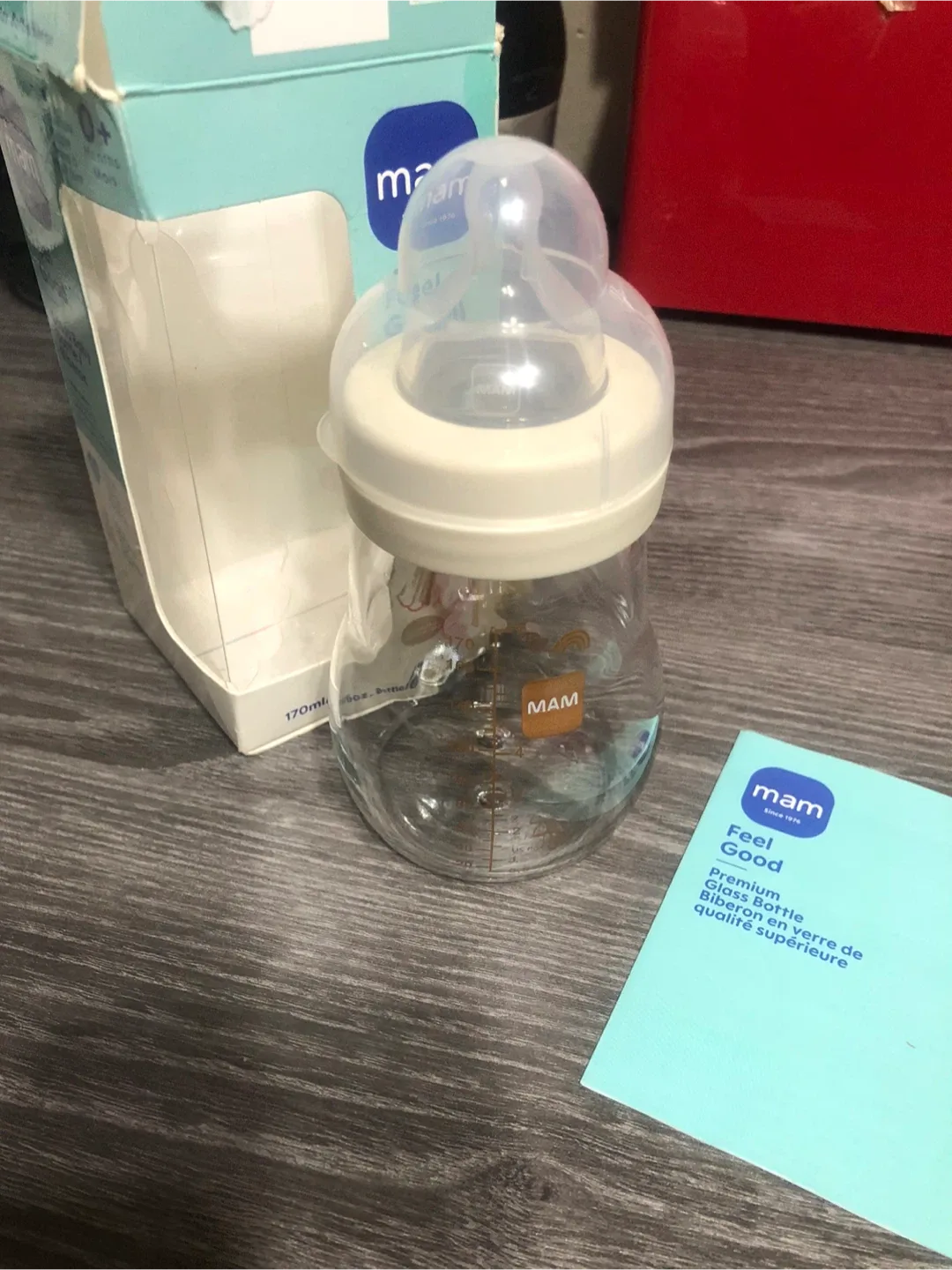 NEW-MAM Feel Good Glass Baby Bottle, 170ml, 0+ Months image indicator(5)