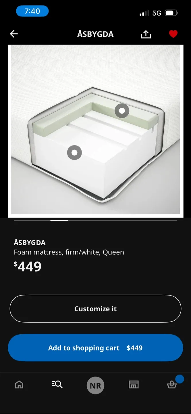 IKEA Åsbygda Queen Foam Mattress