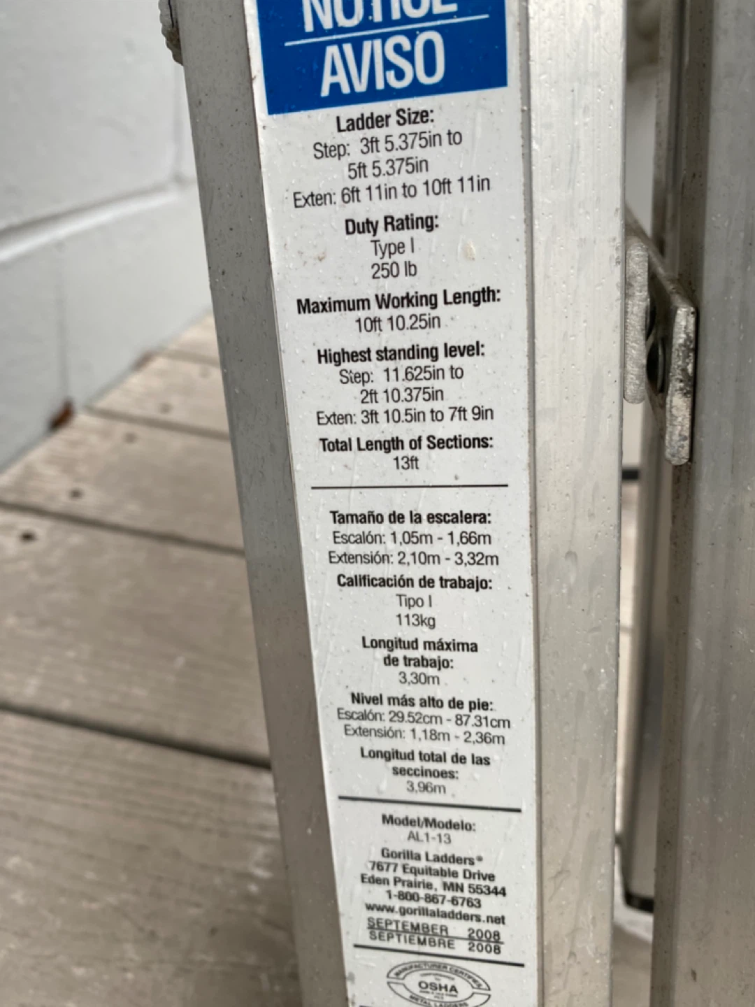 Gorilla ladder 13 foot aluminum - clean out of ladders - photo 3