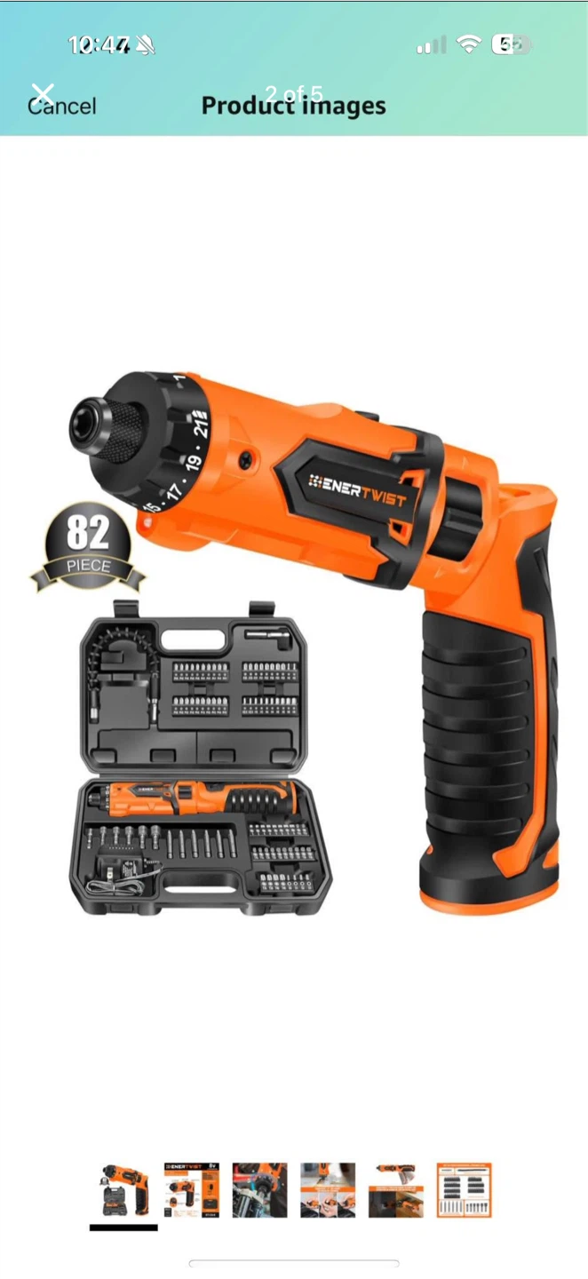 Enertwist Cordless Screwdriver Set - 82 Piece