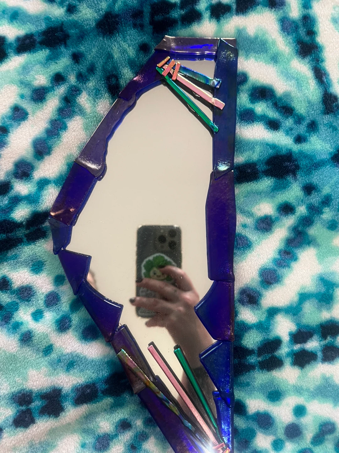 Handmade Blue Glass Decorative Wall Mirror - photo 2