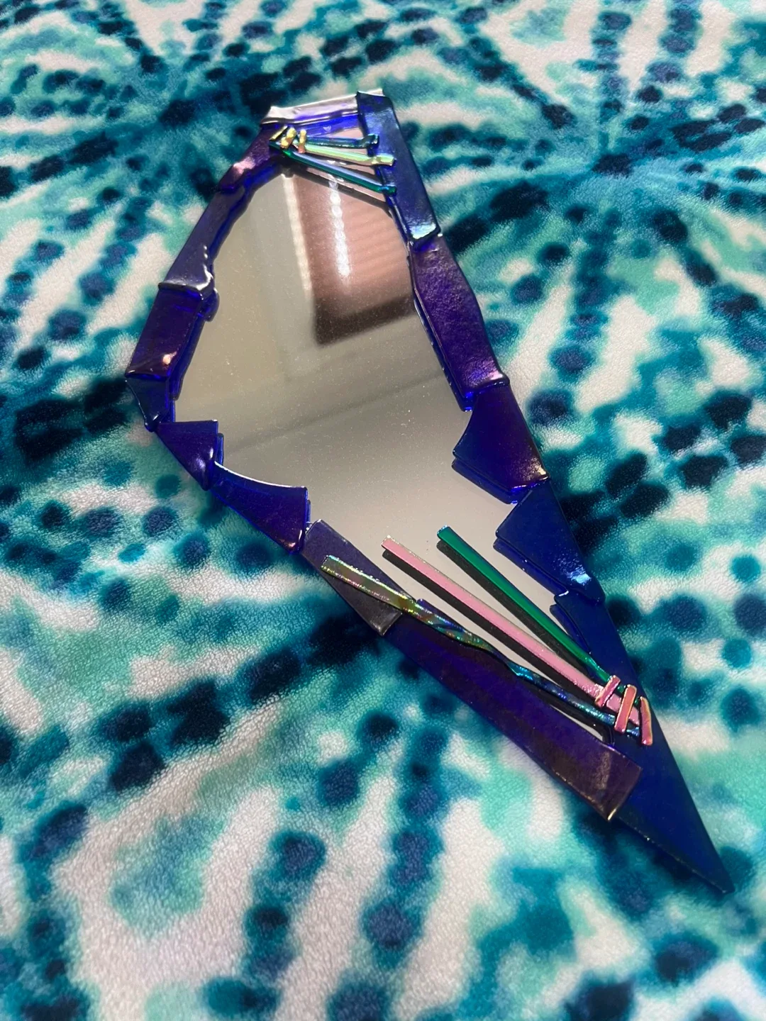 Handmade Blue Glass Decorative Wall Mirror