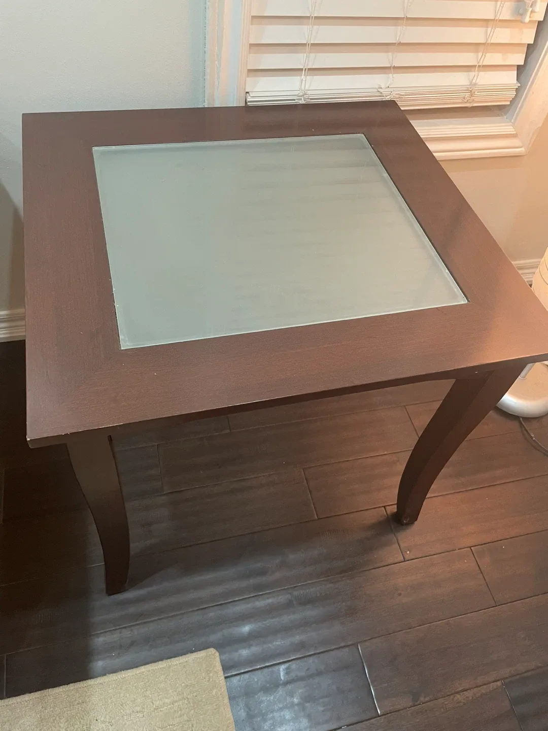 Wood  Table with Glass Center