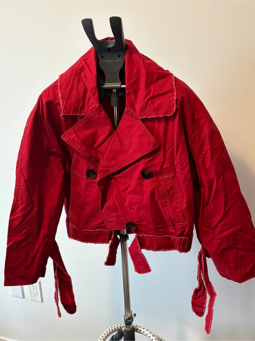 Red Cropped Jacket Pure cotton fabric 170/92A