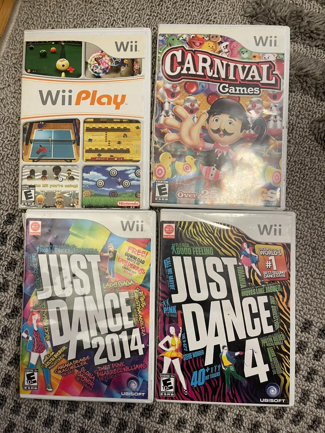 Wii Games: Wii Play, Carnival Games, Just Dance 2014 & 4