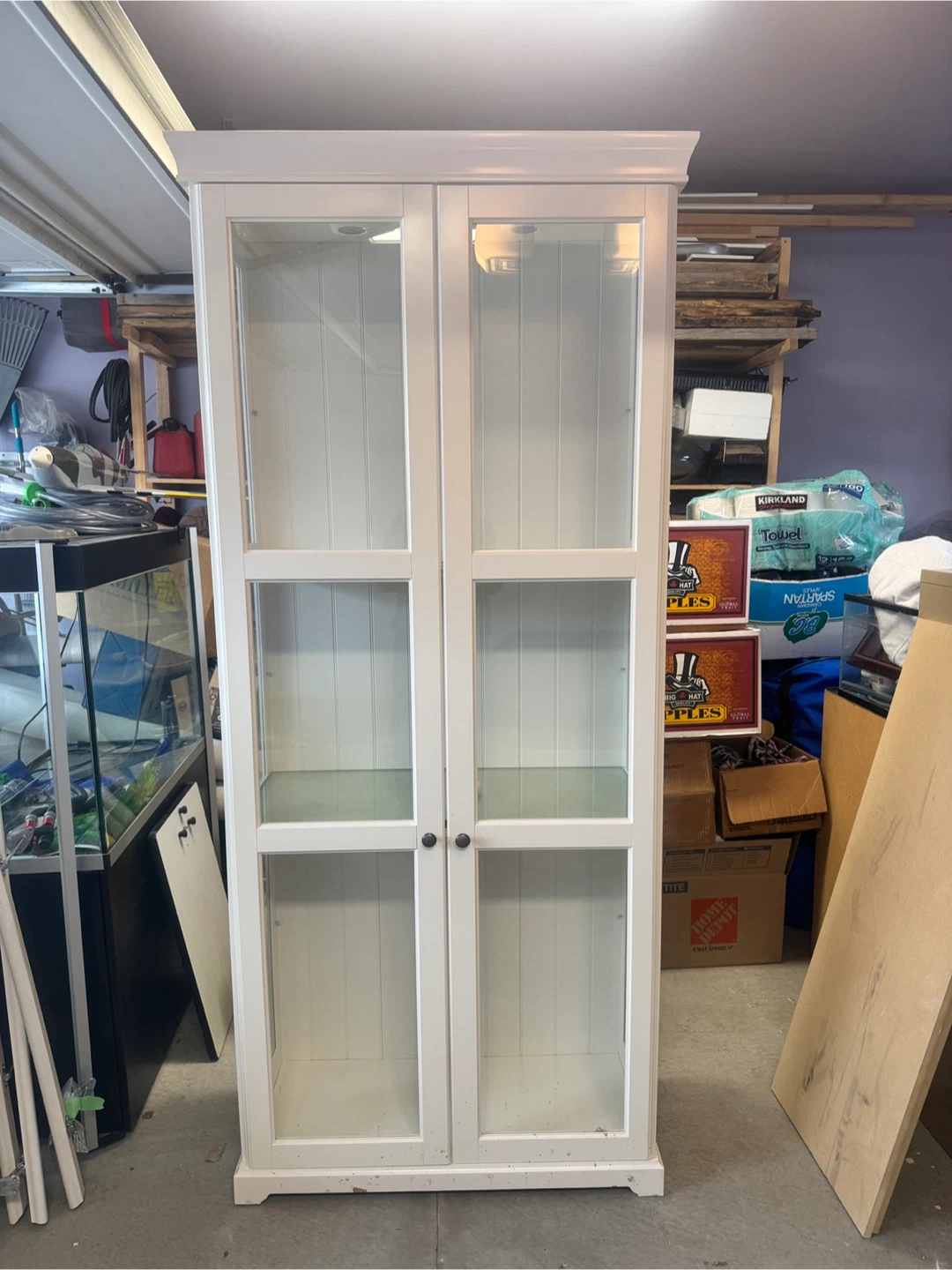 White Display Cabinet with Glass Doors