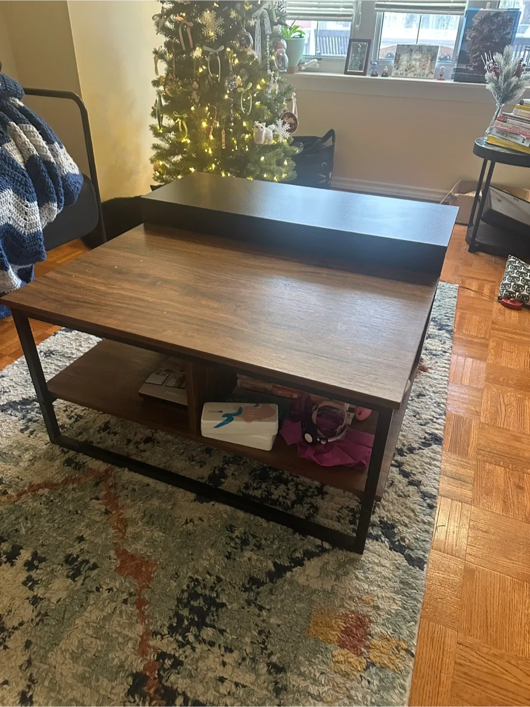 Wood & Black Coffee Table