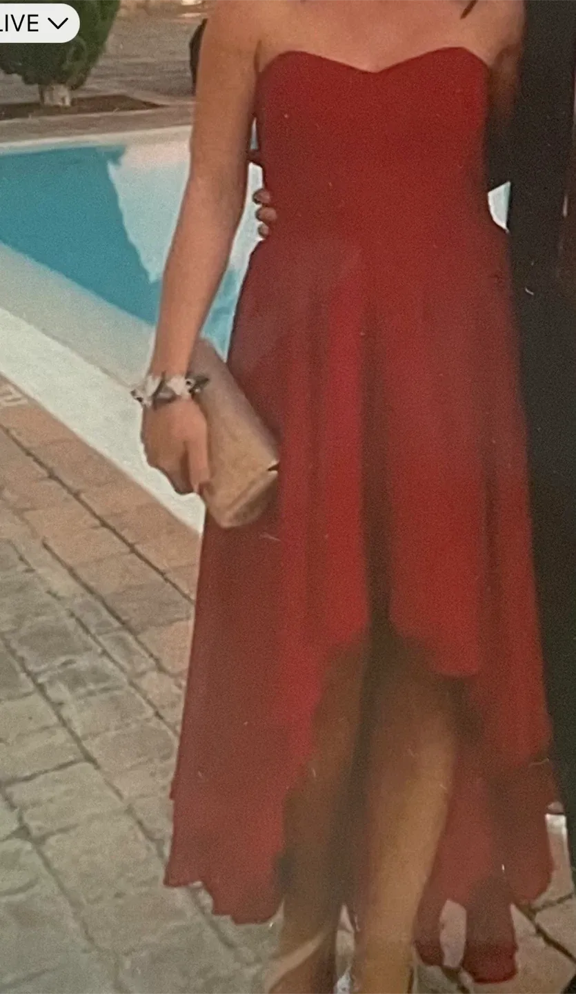 Swing Red Strapless Hi-Lo Dress #Cleanout image indicator(2)