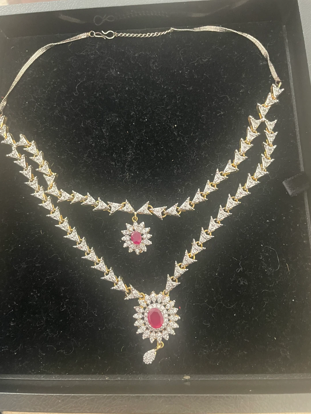 Rubies and Zirconia Necklace and Earring Set - Ruby Red Stone - photo 3