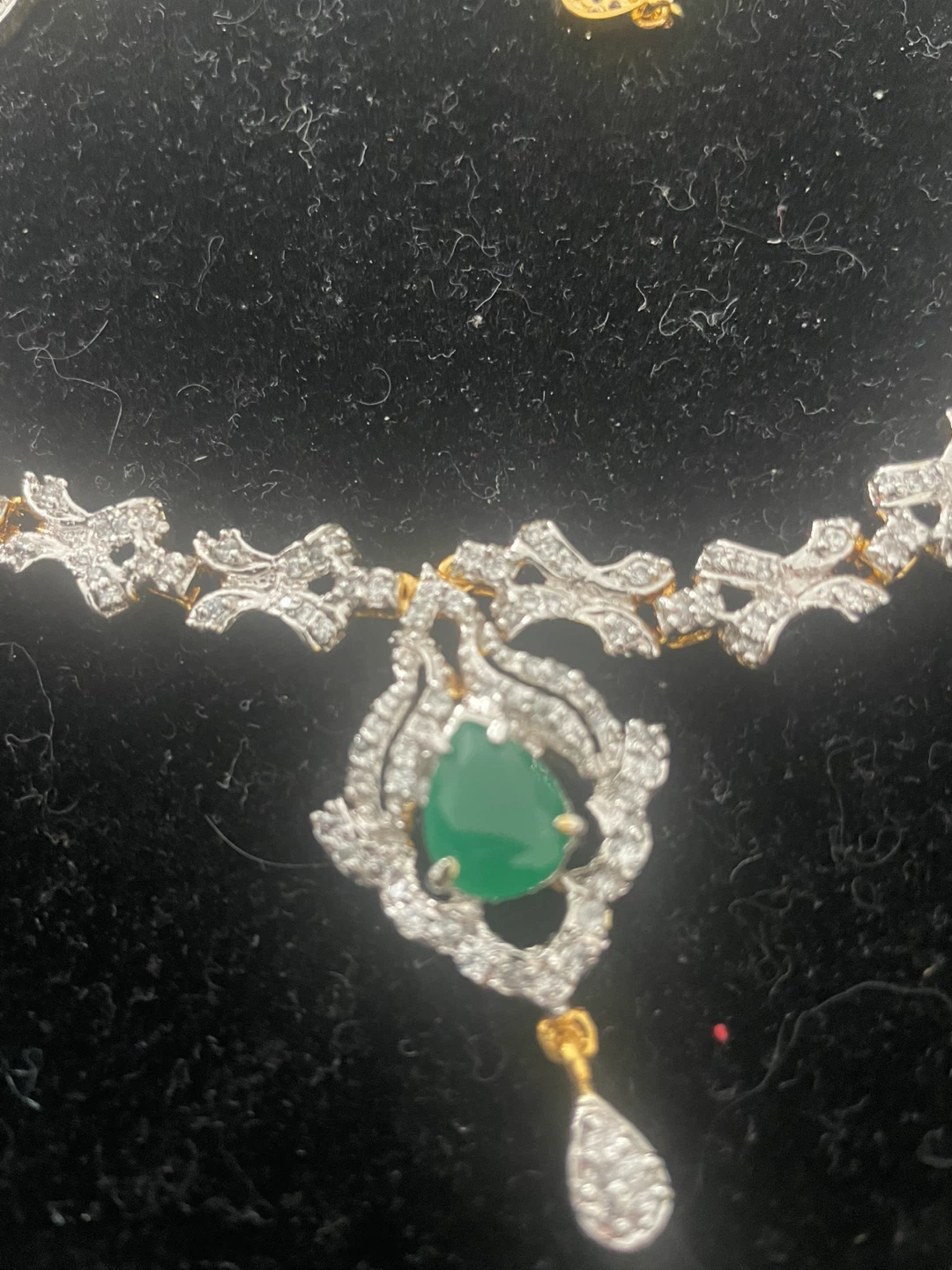 Emerald zirconia Necklace and Earring Set - photo 3