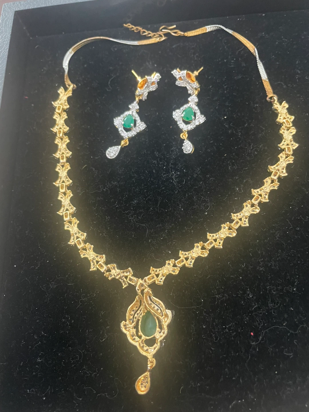Emerald zirconia Necklace and Earring Set - photo 5