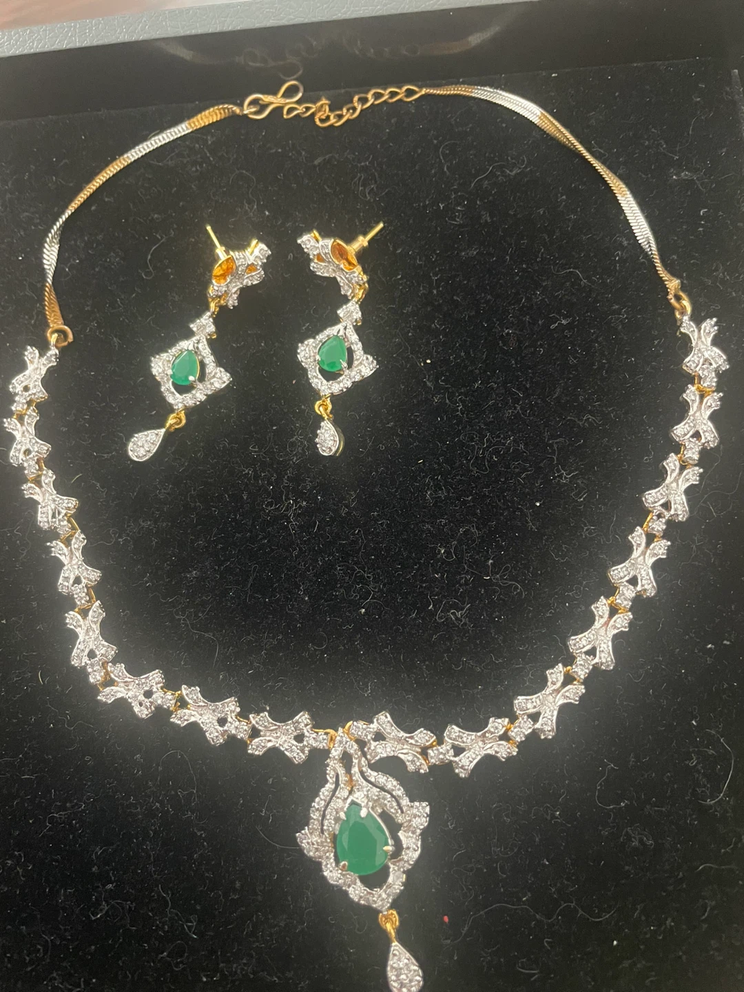 Emerald zirconia Necklace and Earring Set - photo 2