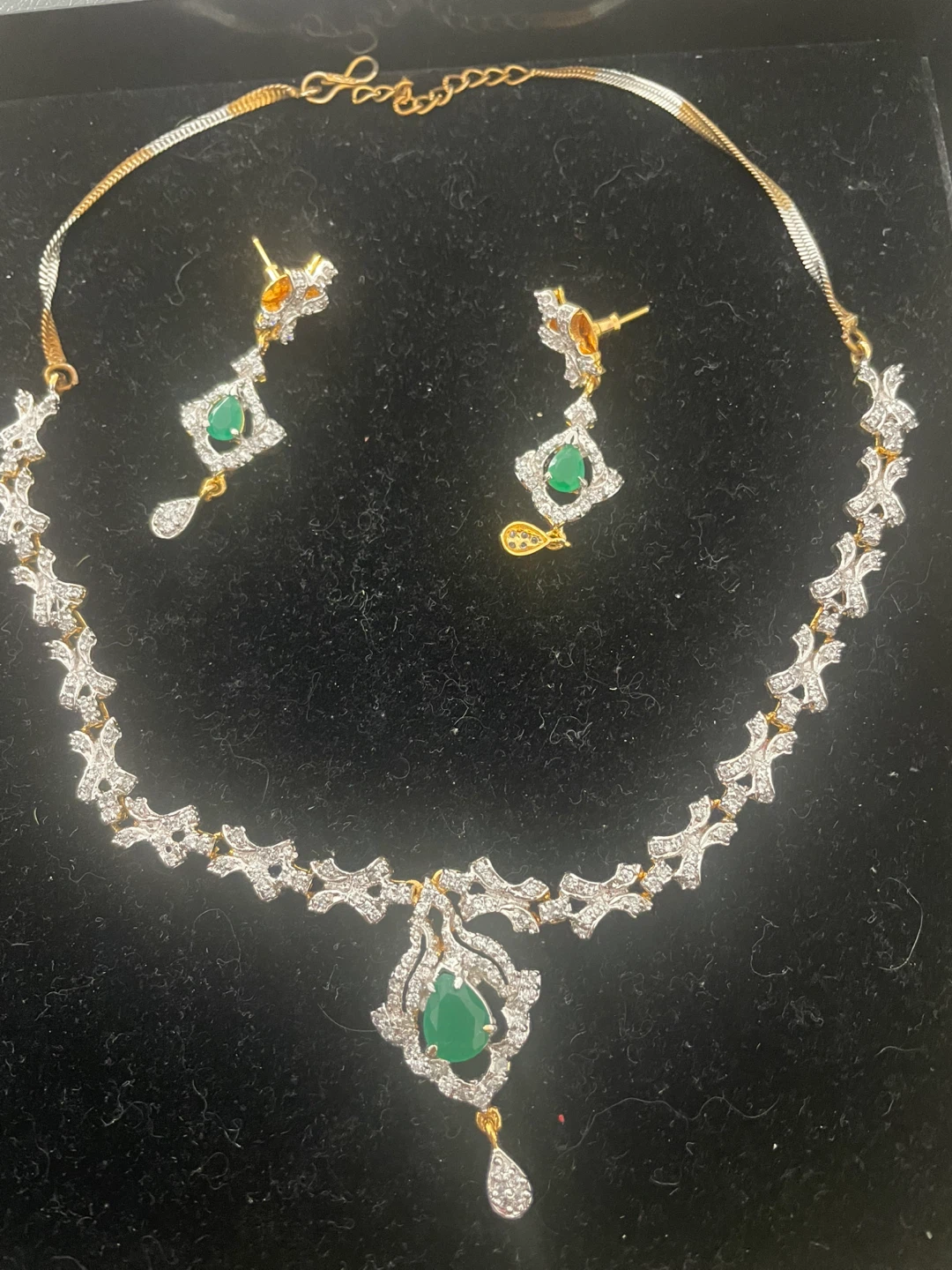 Emerald zirconia Necklace and Earring Set