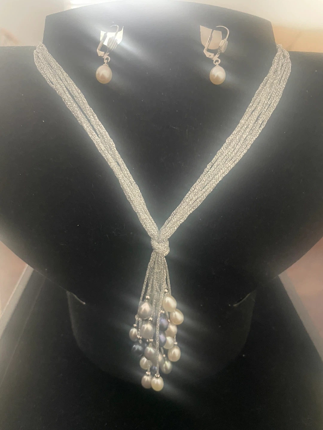 Natural Pearl Necklace & Earrings Set