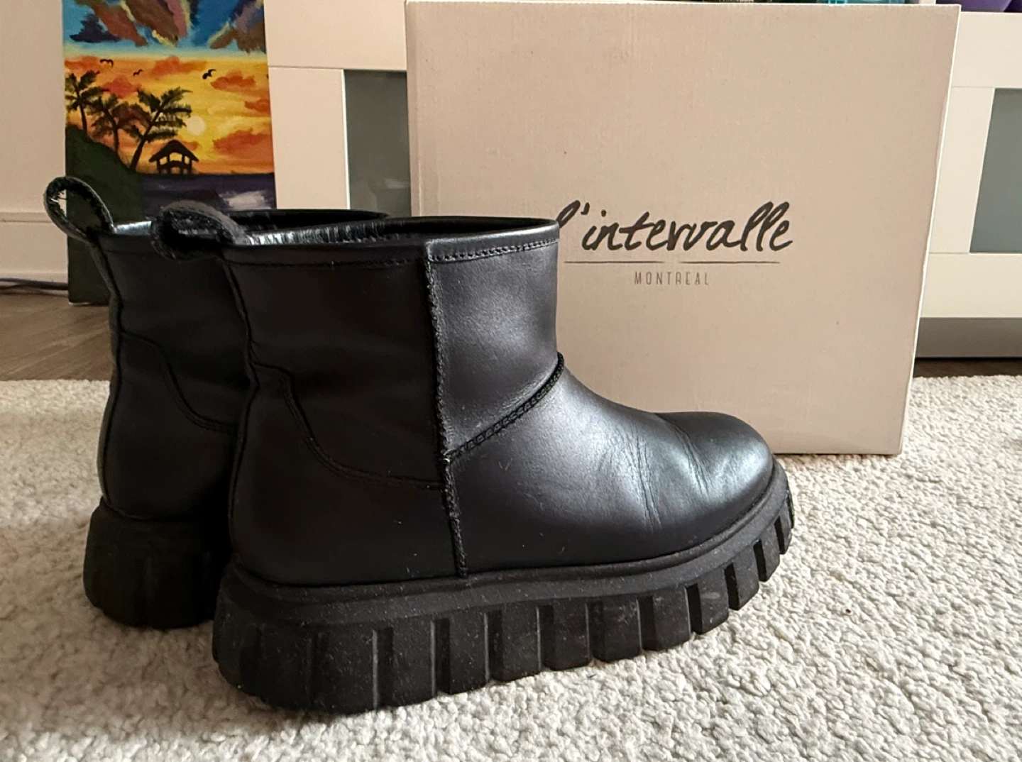 L’Intervalle Mortara – Black Leather Boots (Size 7W) - photo 2