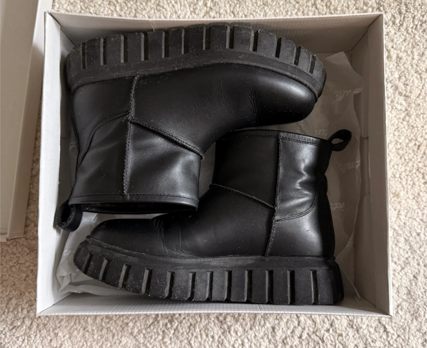 L’Intervalle Mortara – Black Leather Boots (Size 7W)