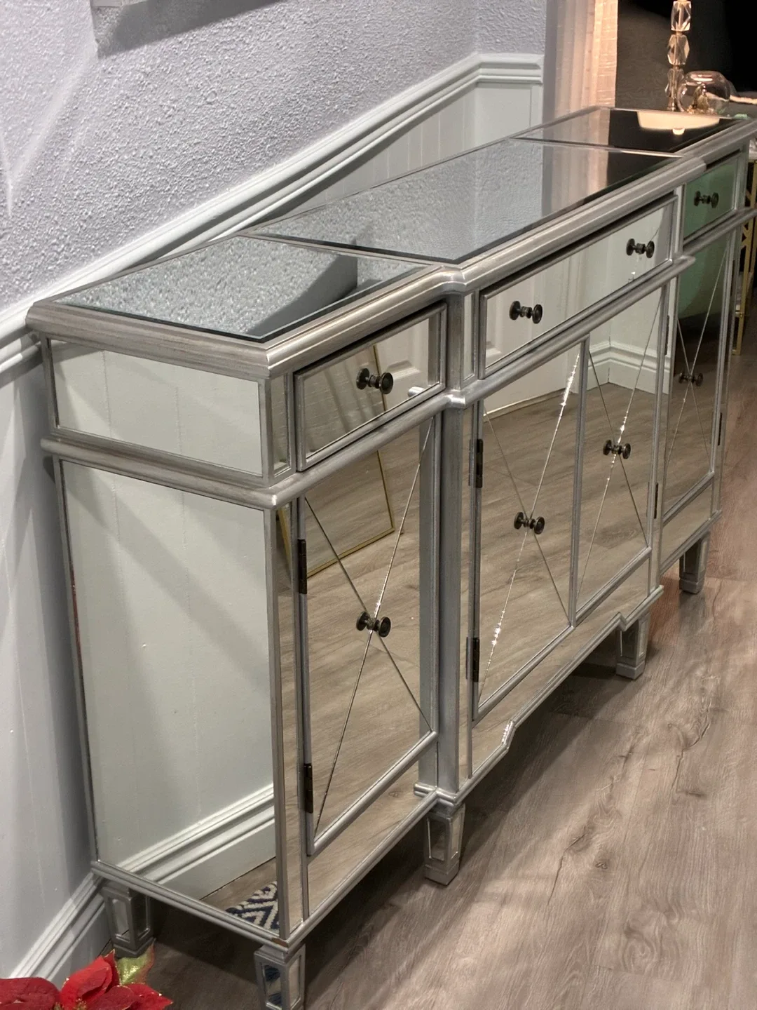 Mirrored Silver Buffet Cabinet image indicator(2)