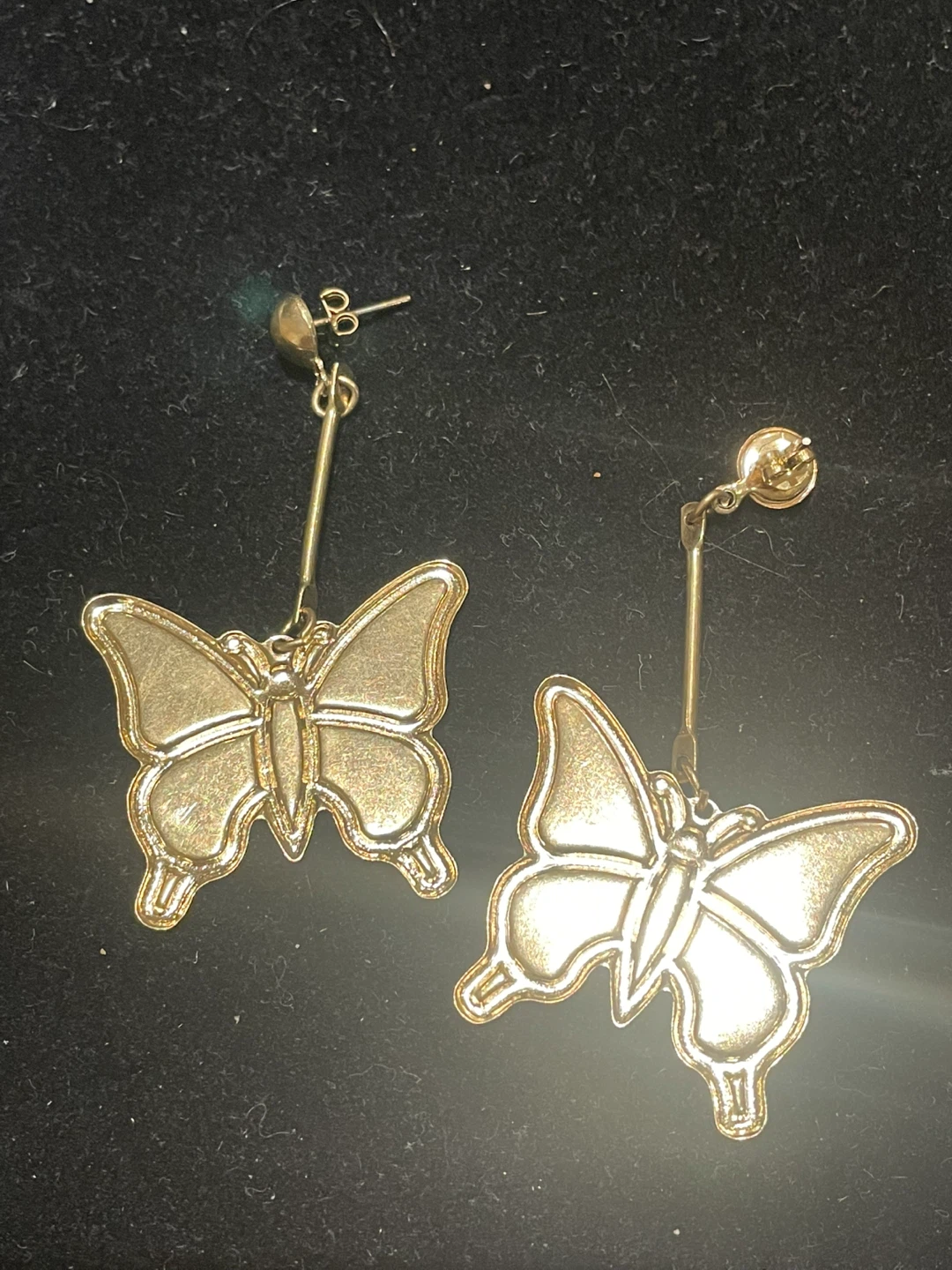Vintage Butterfly Drop Earrings - Gold & Green - photo 4