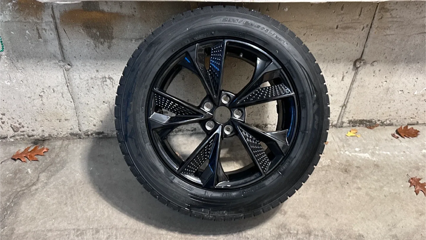 Winter Tire on Black Alloy Rim - 225 60 18