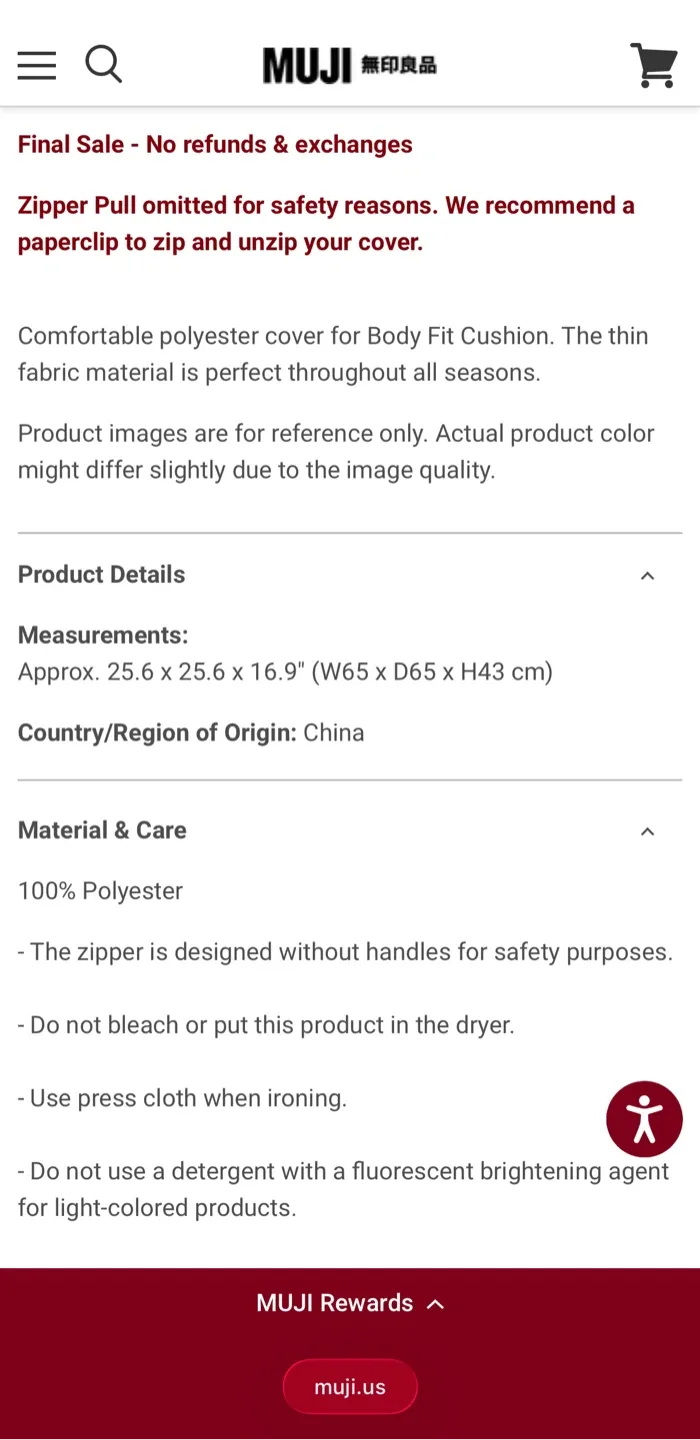 MUJI Body Fit Cushion with a cover mocha cover image indicator(7)