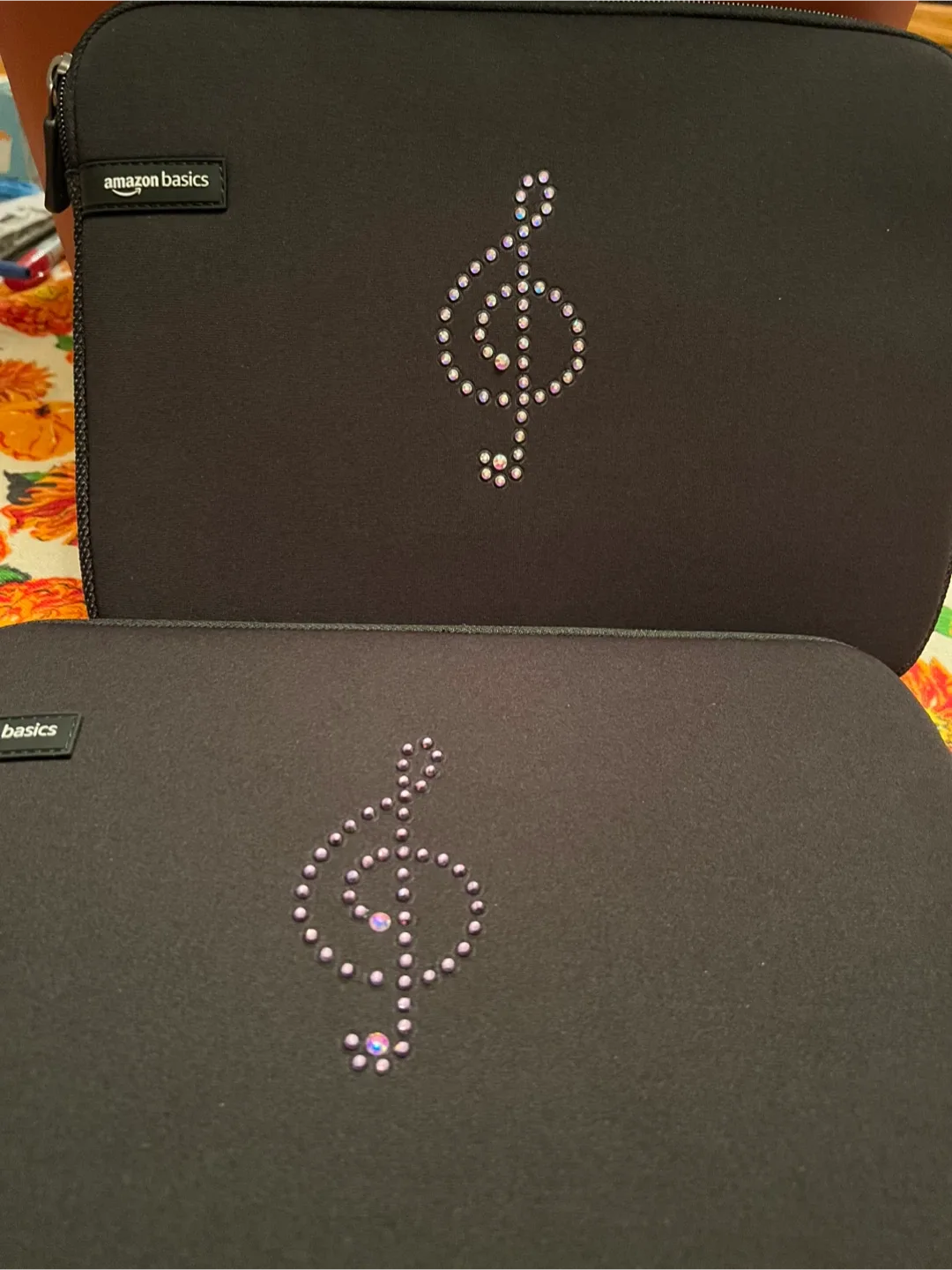 Amazon Basics Black Laptop Sleeve with Rhinestone Designs image indicator(2)