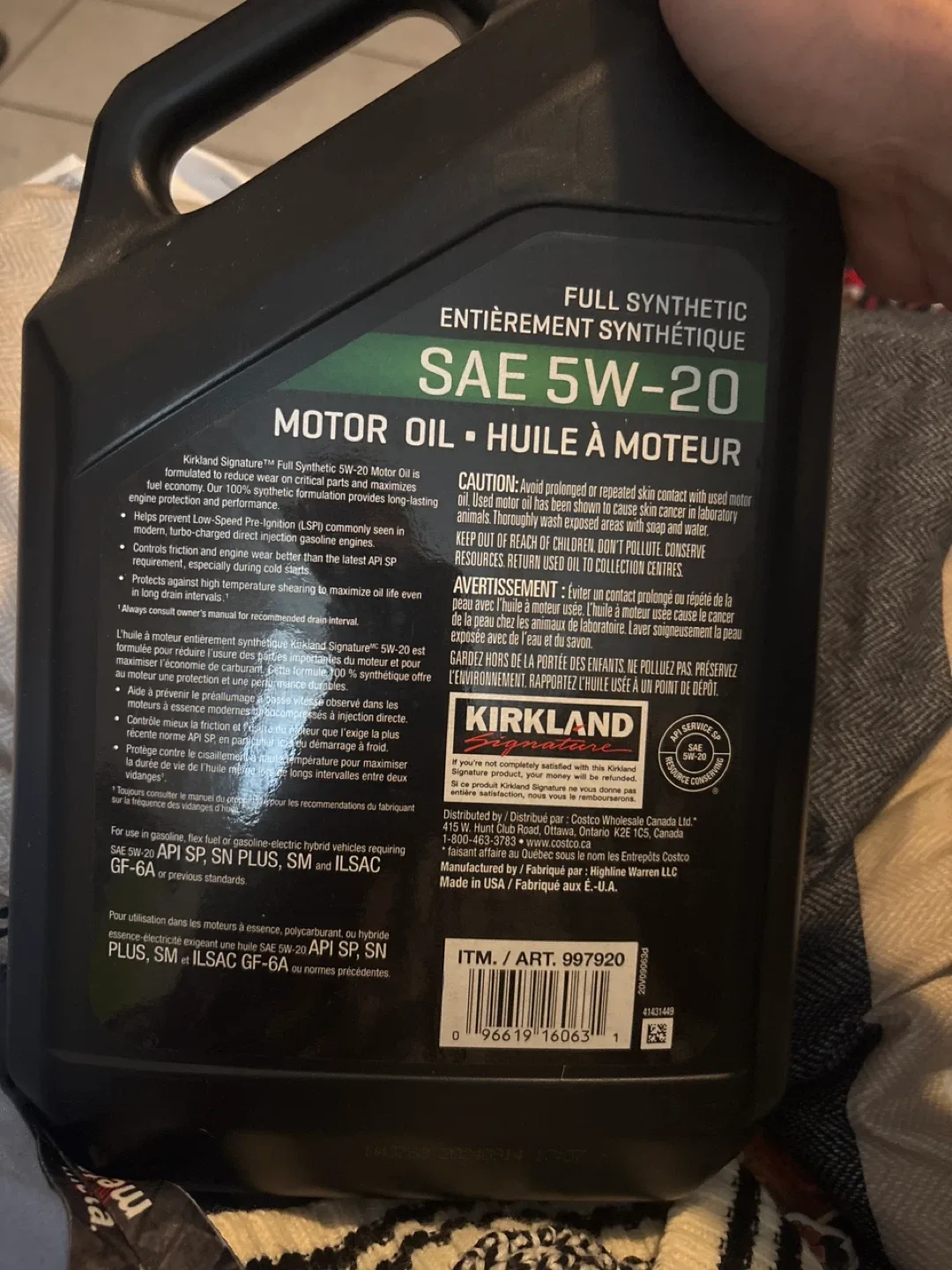 Kirkland Signature SAE 5W-20 Motor Oil image indicator(2)