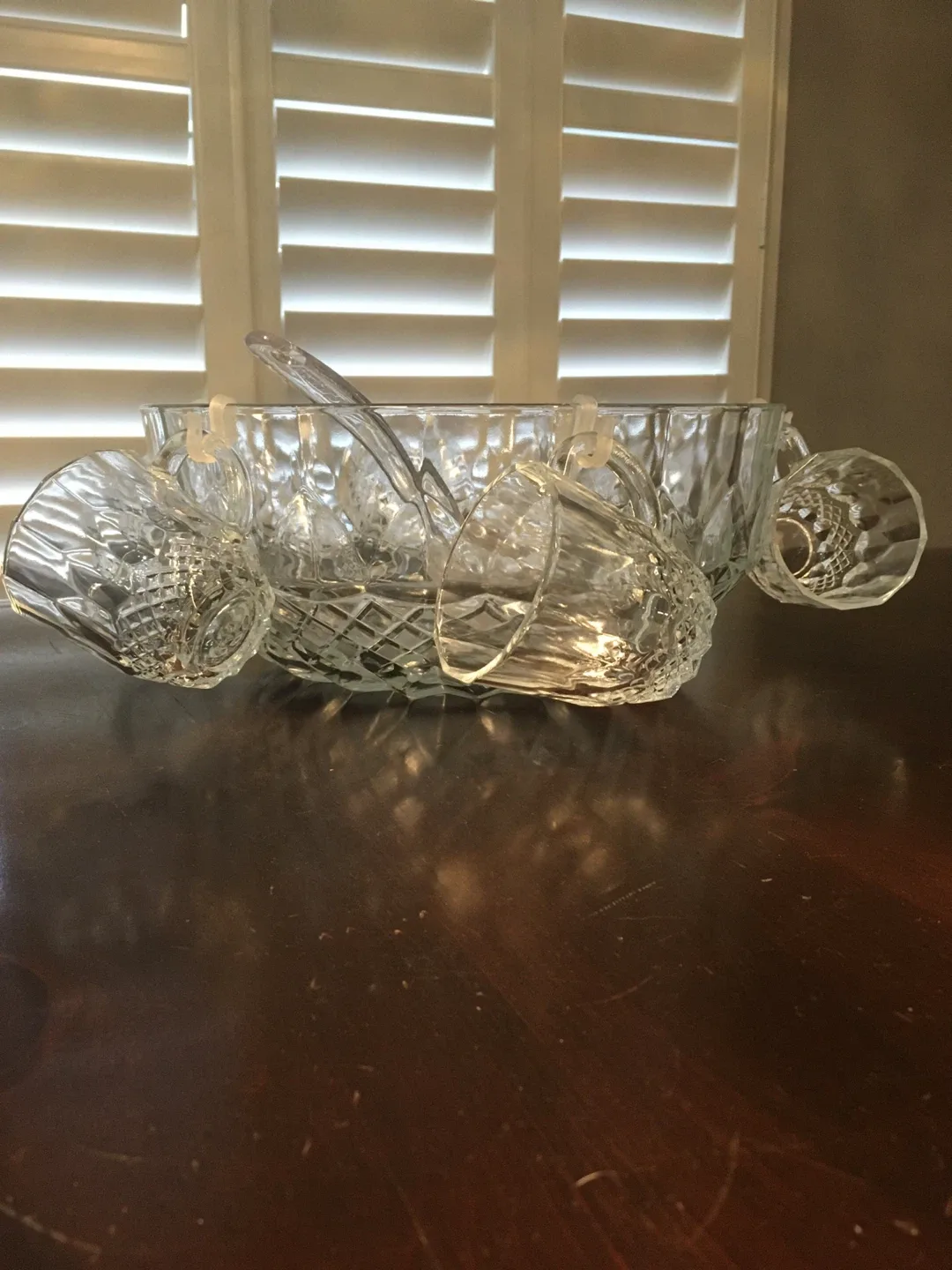 Glass Punch Bowl Set with Ladle and 6 Cups image indicator(2)