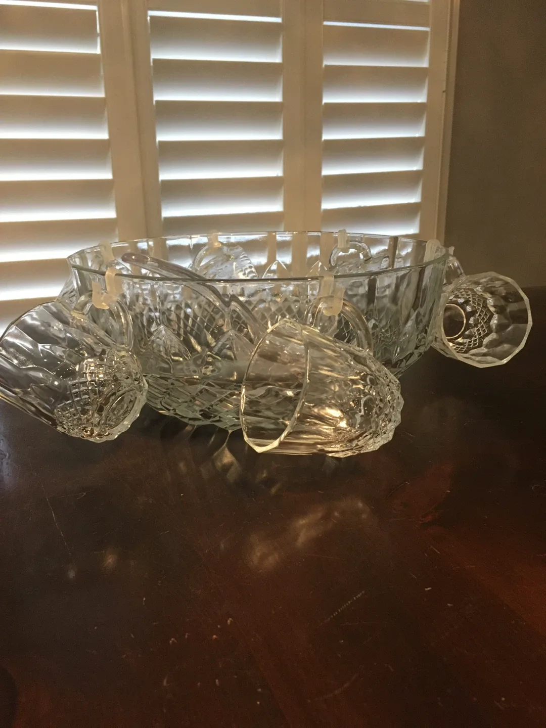Glass Punch Bowl Set with Ladle and 6 Cups image indicator(3)