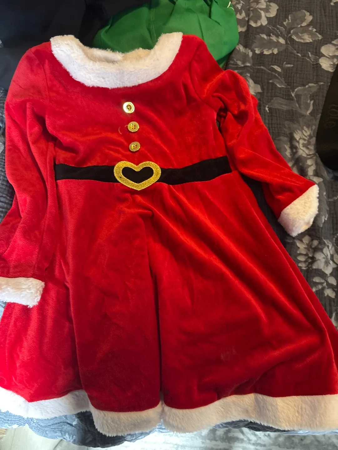 Santa Dress - Red with Faux Fur Trim