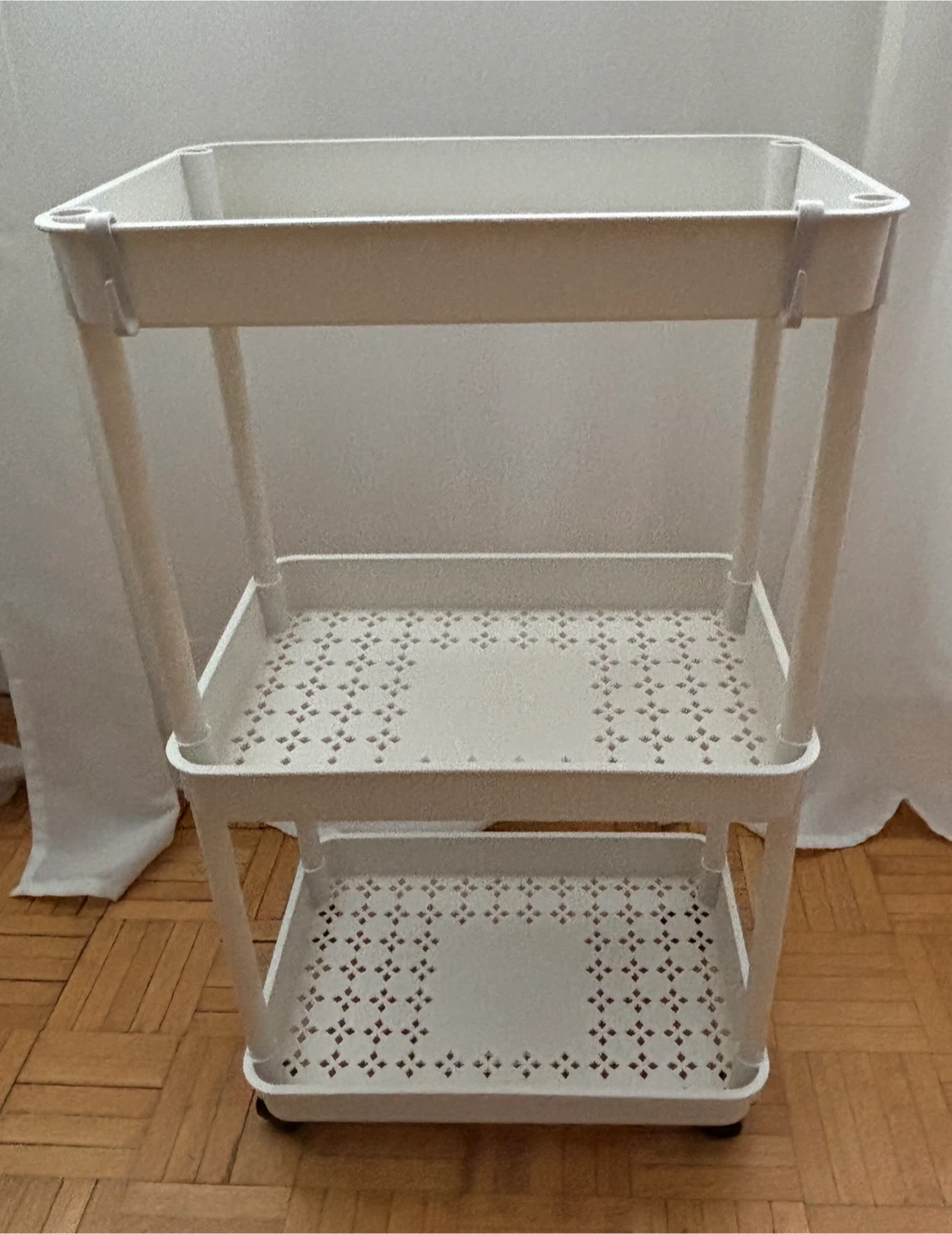 White Plastic Rolling Cart - 3 Tier - photo 4