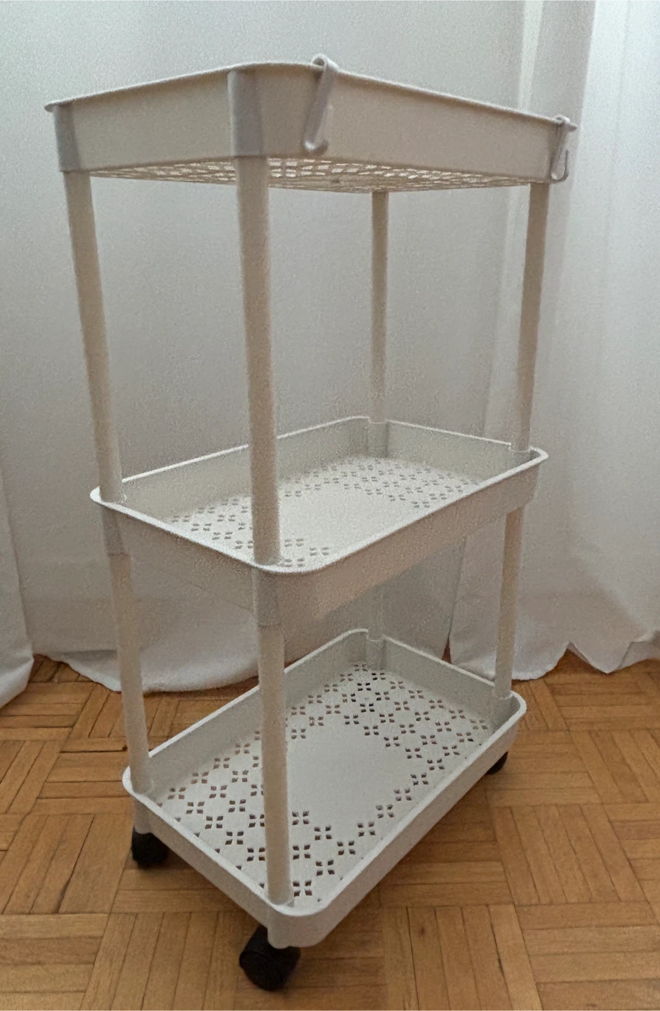 White Plastic Rolling Cart - 3 Tier - photo 2