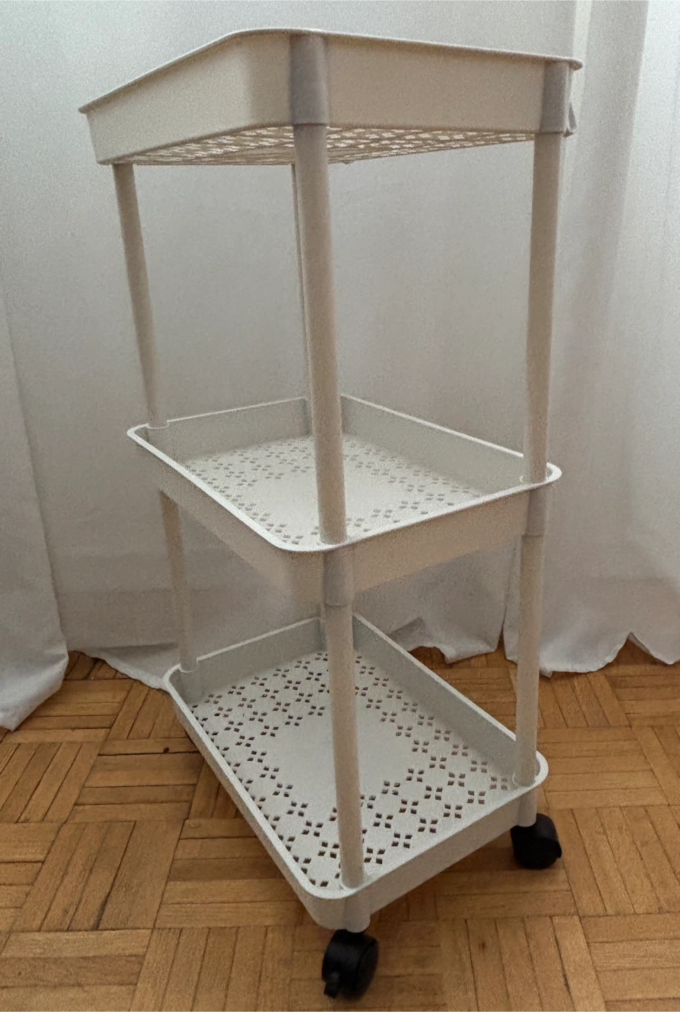 White Plastic Rolling Cart - 3 Tier - photo 3