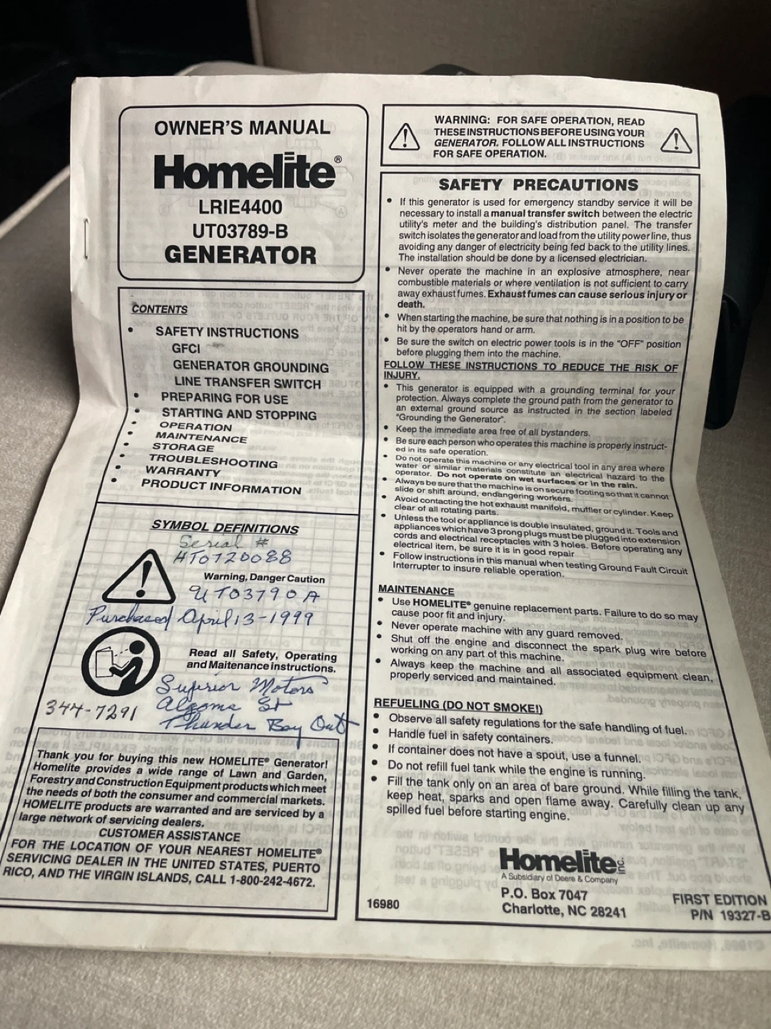 Homelite LRIE4400 Generator - 4400 Watts - photo 5