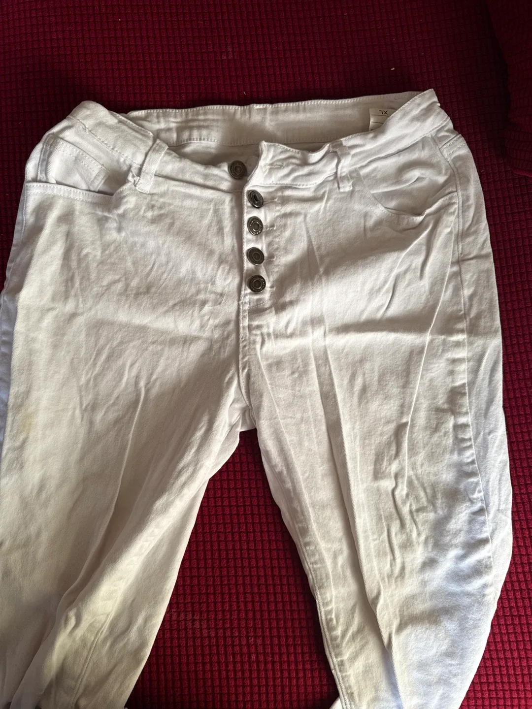 White Button-Front Jeans - Size XL
