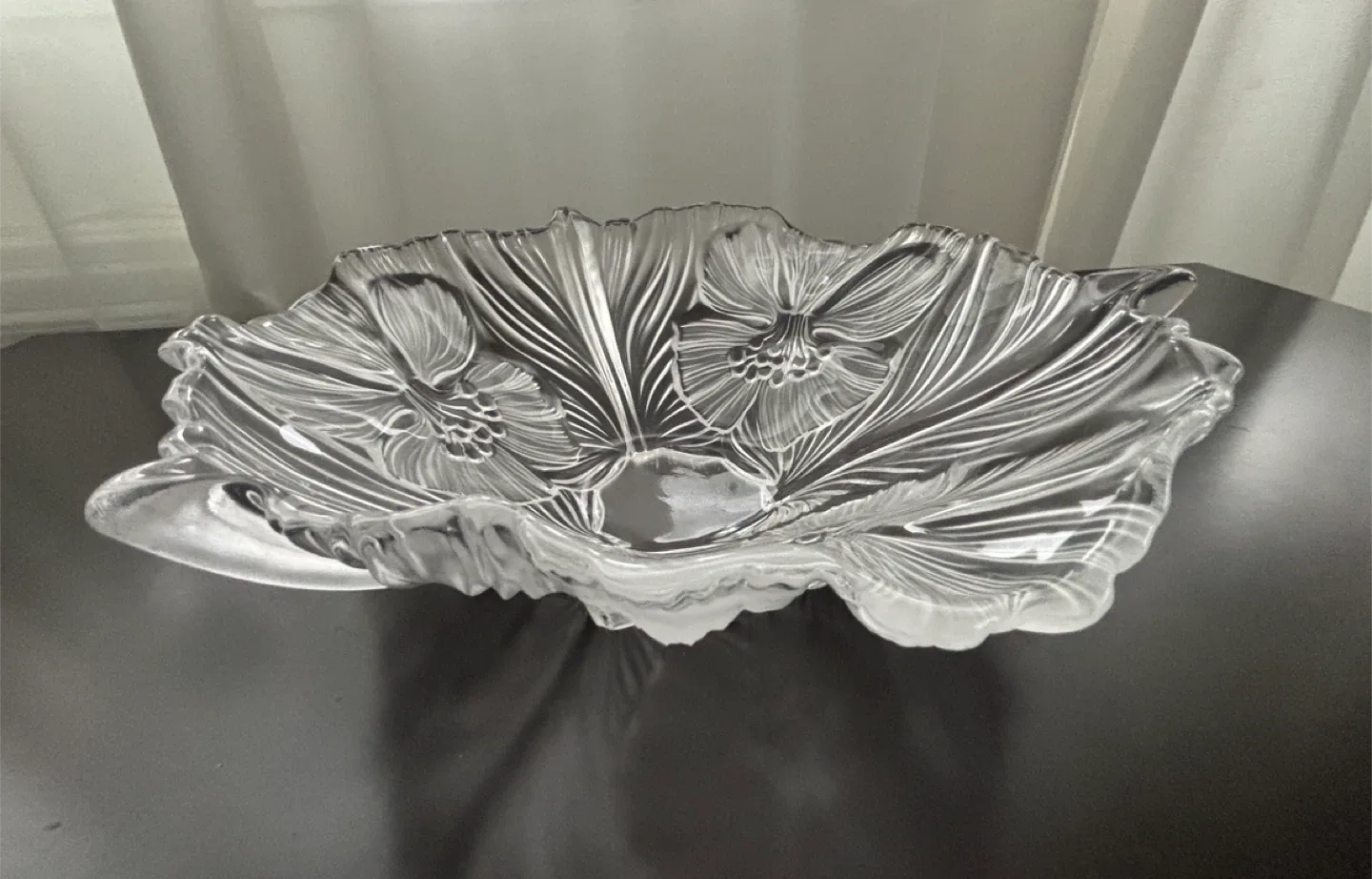 Vintage Clear Glass Floral Bowl