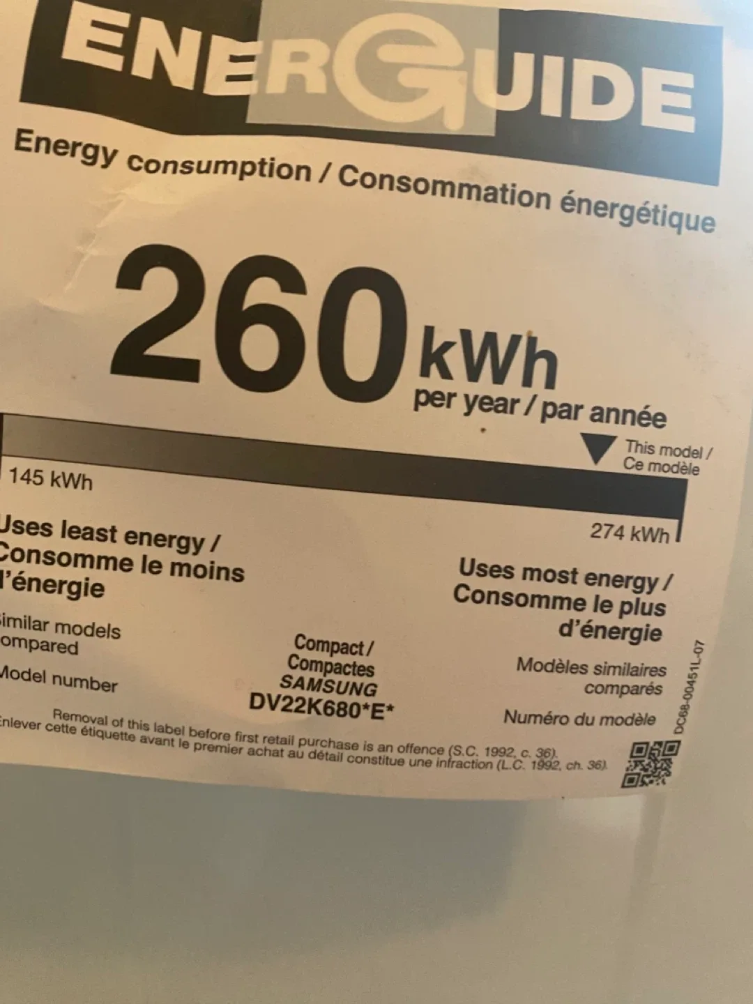 Samsung DV22K680*E Dryer $500 image indicator(2)