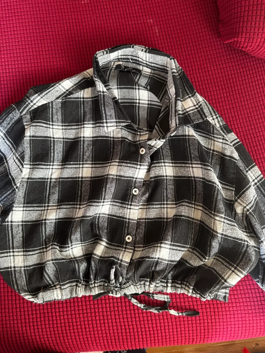 Black and White Plaid Crop Top