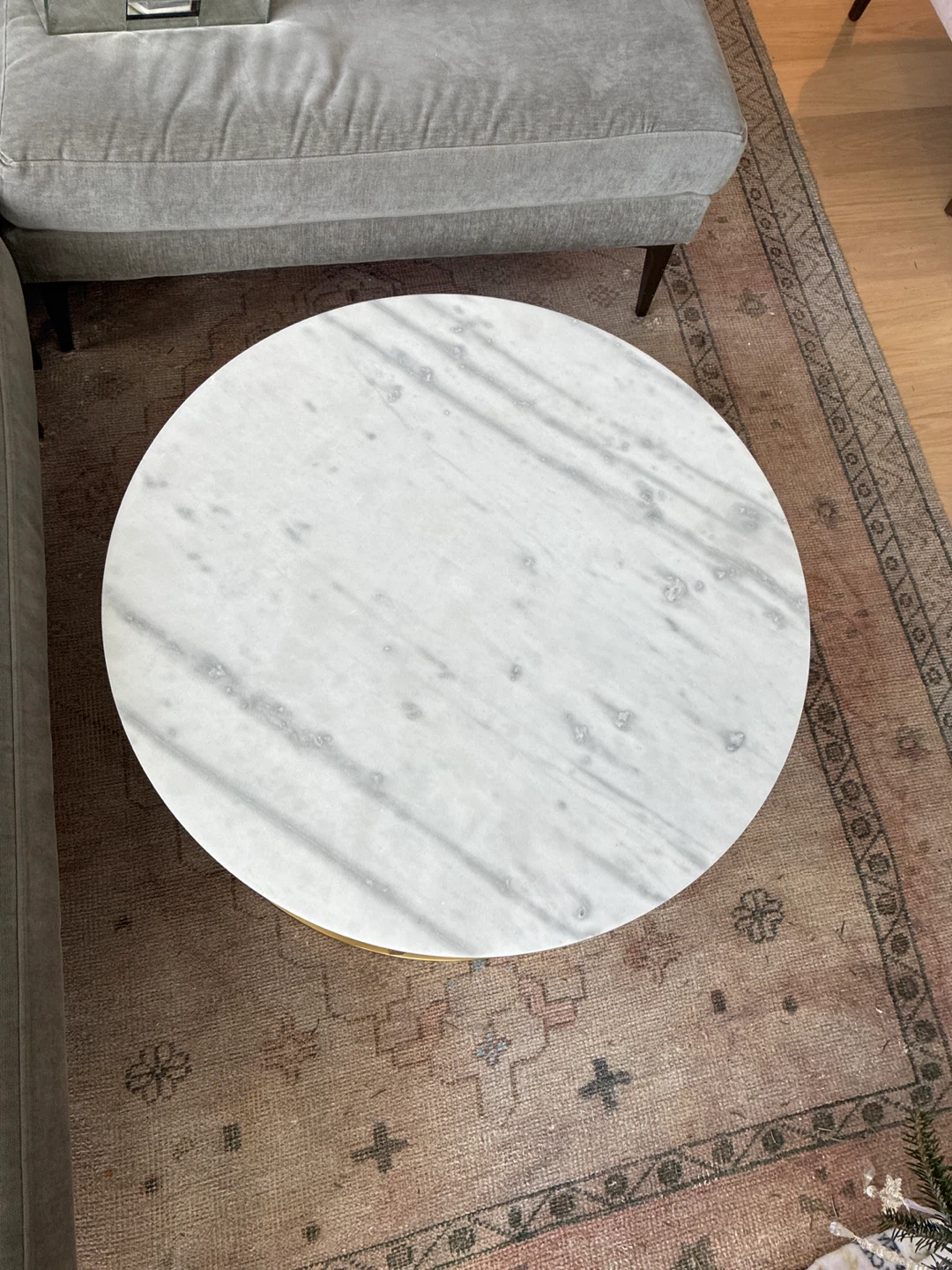 CB2 Marble Top Coffee Table with Gold Base - photo 3
