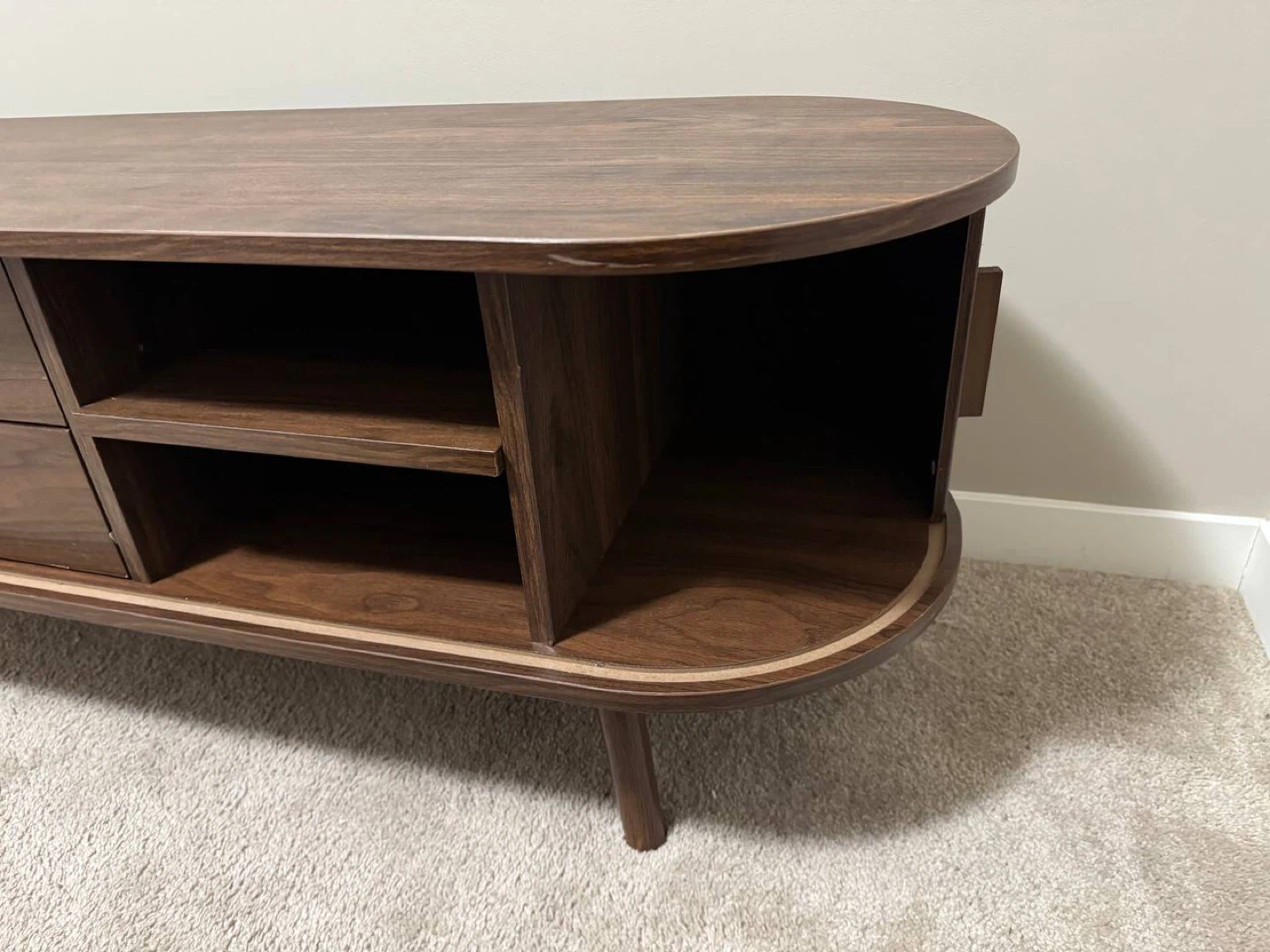 Walnut Media Console with Power Outlets - photo 5