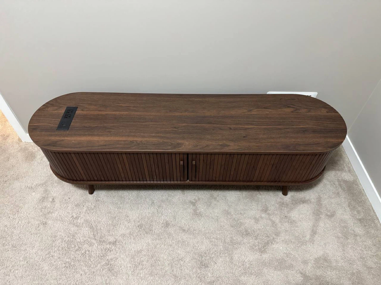 Walnut Media Console with Power Outlets