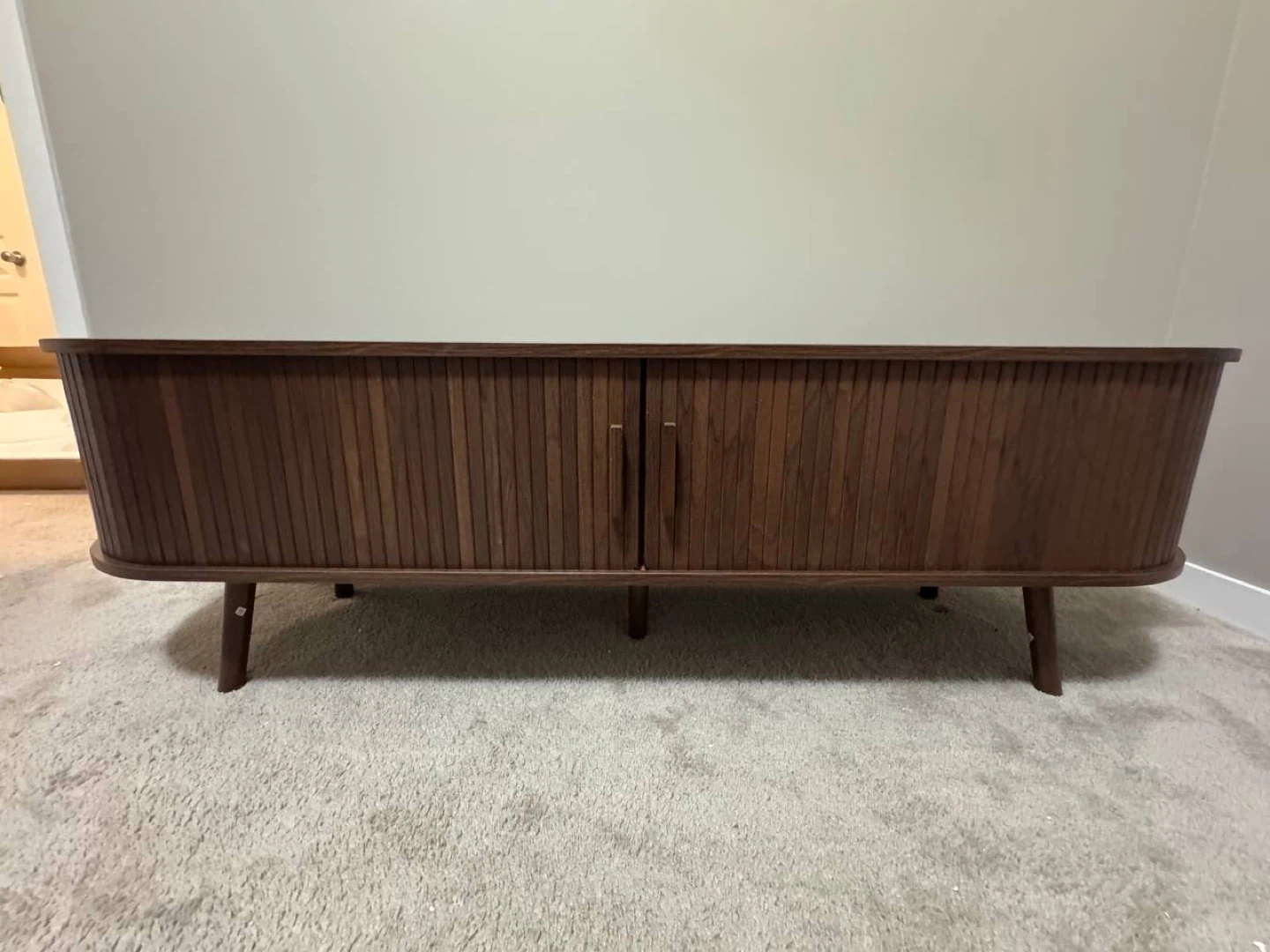 Walnut Media Console with Power Outlets - photo 2