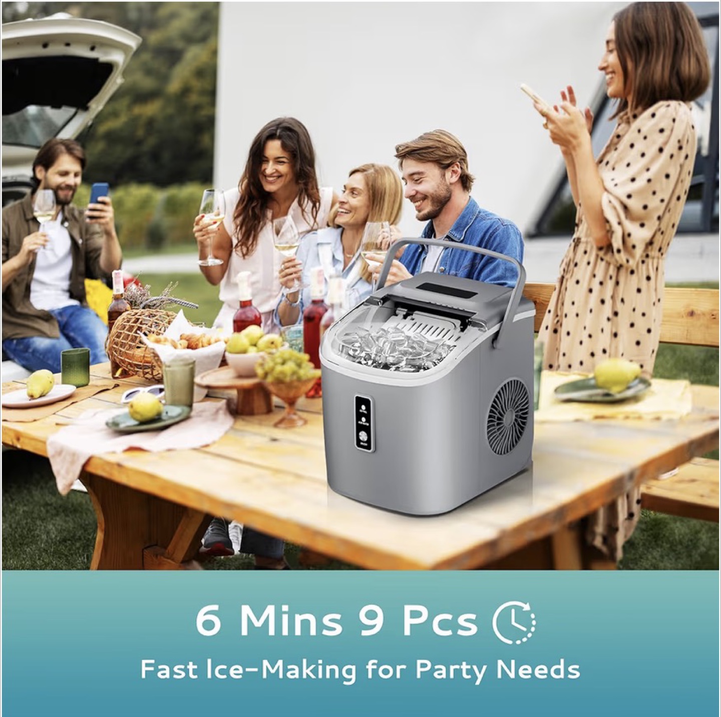 Countertop Ice Maker - 9 Bullet Ice Ready in 6 Mins - photo 4