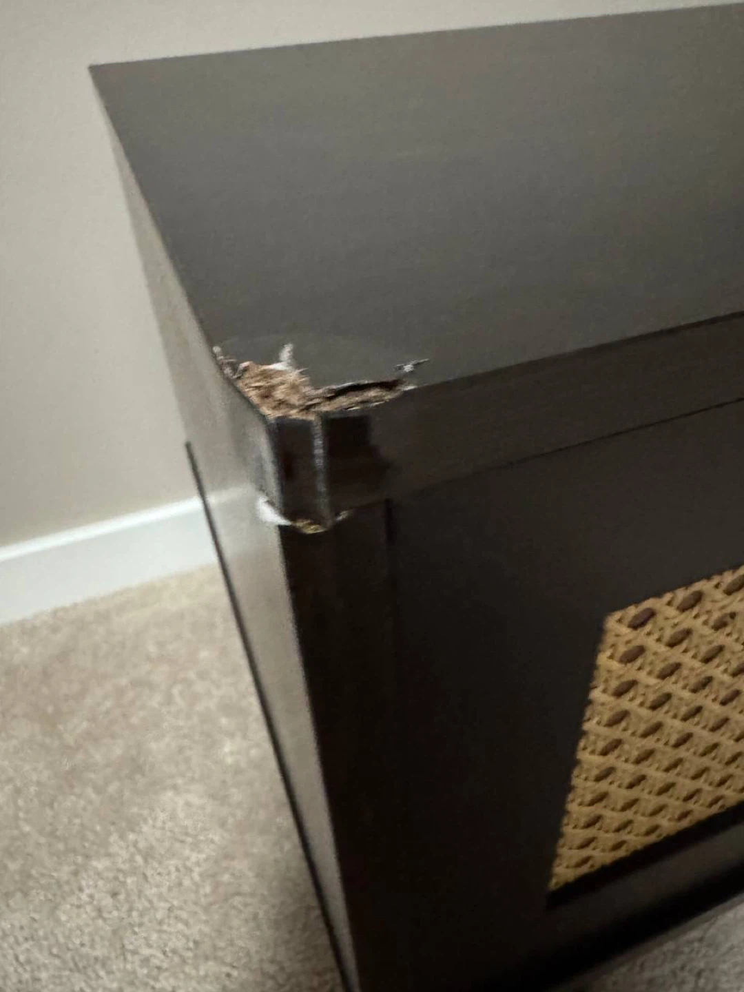 Dark Brown Media Console with Rattan Doors - photo 5