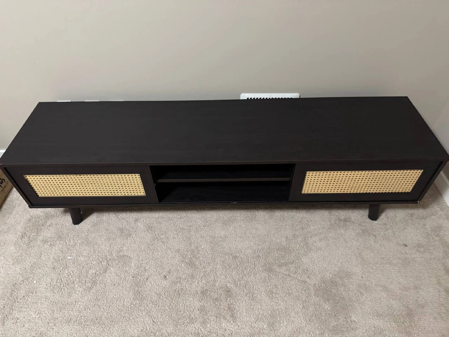 Dark Brown Media Console with Rattan Doors - photo 2