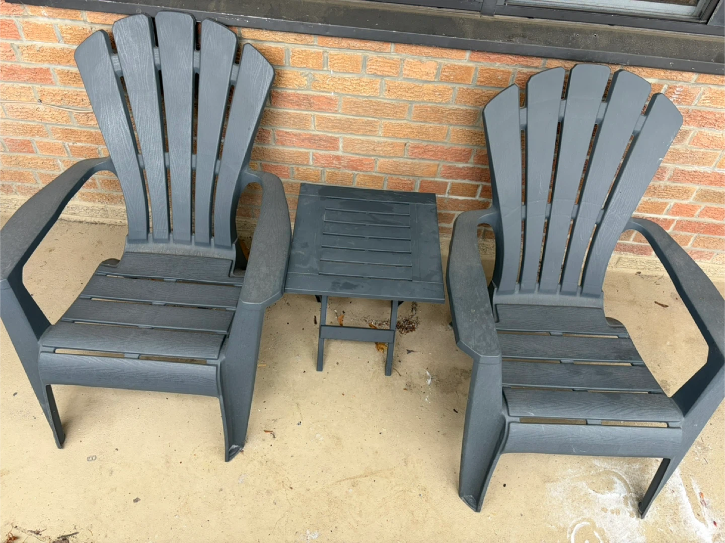 Adirondack Chairs & Table Set - Grey