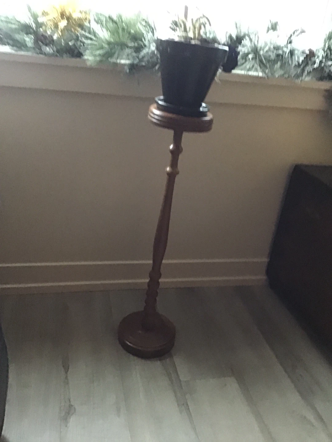 Antique wooden candle/plant holder