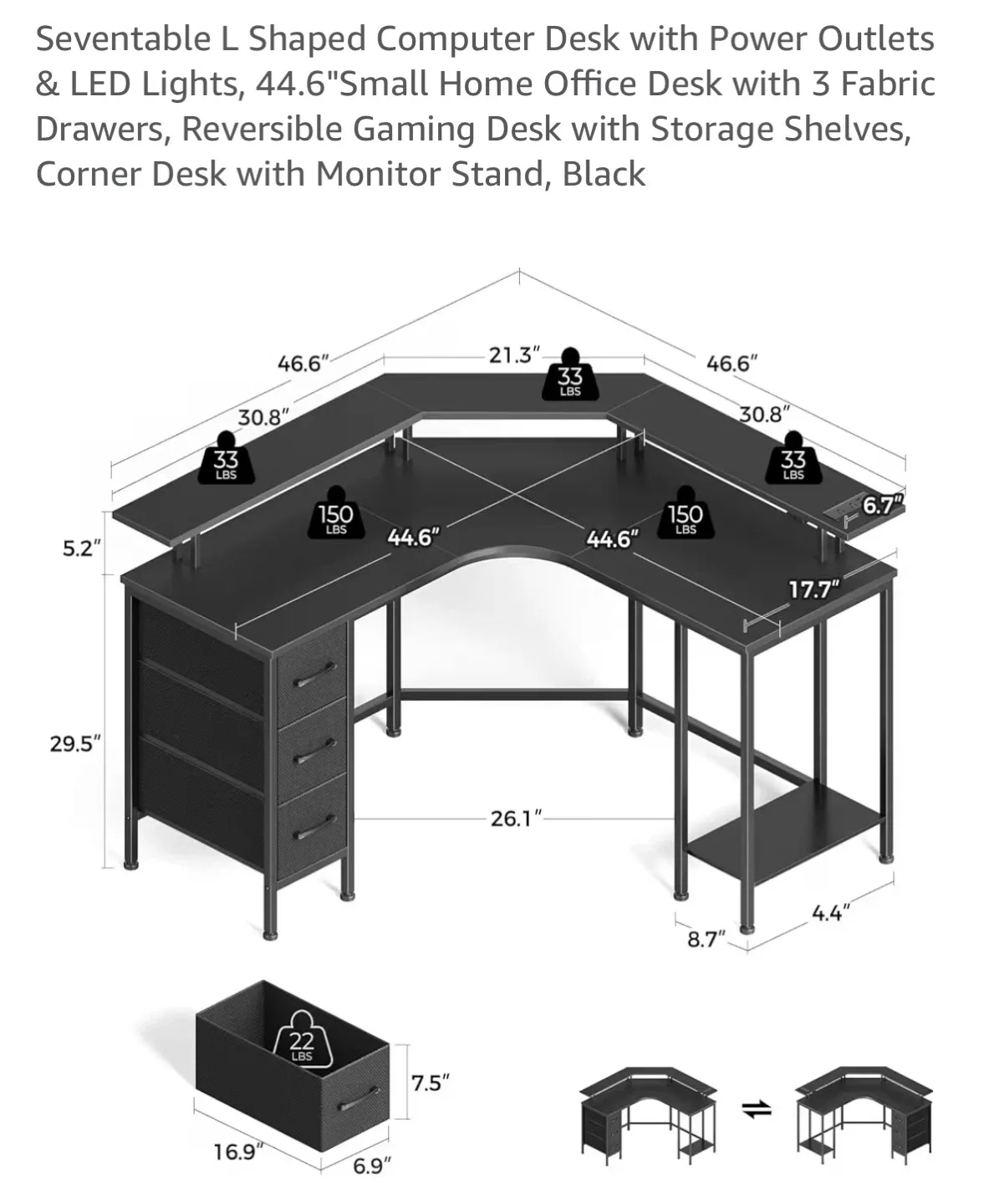 Seventable L Shaped Computer Desk