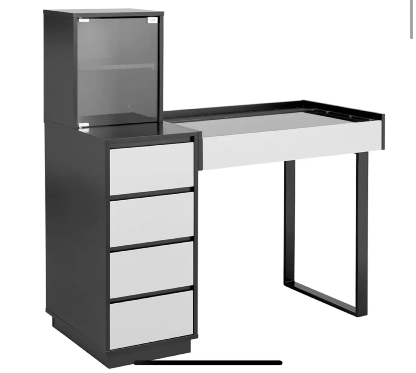 3 items Vanity Makeup Table + LED Mirror + display cabinet image indicator(8)