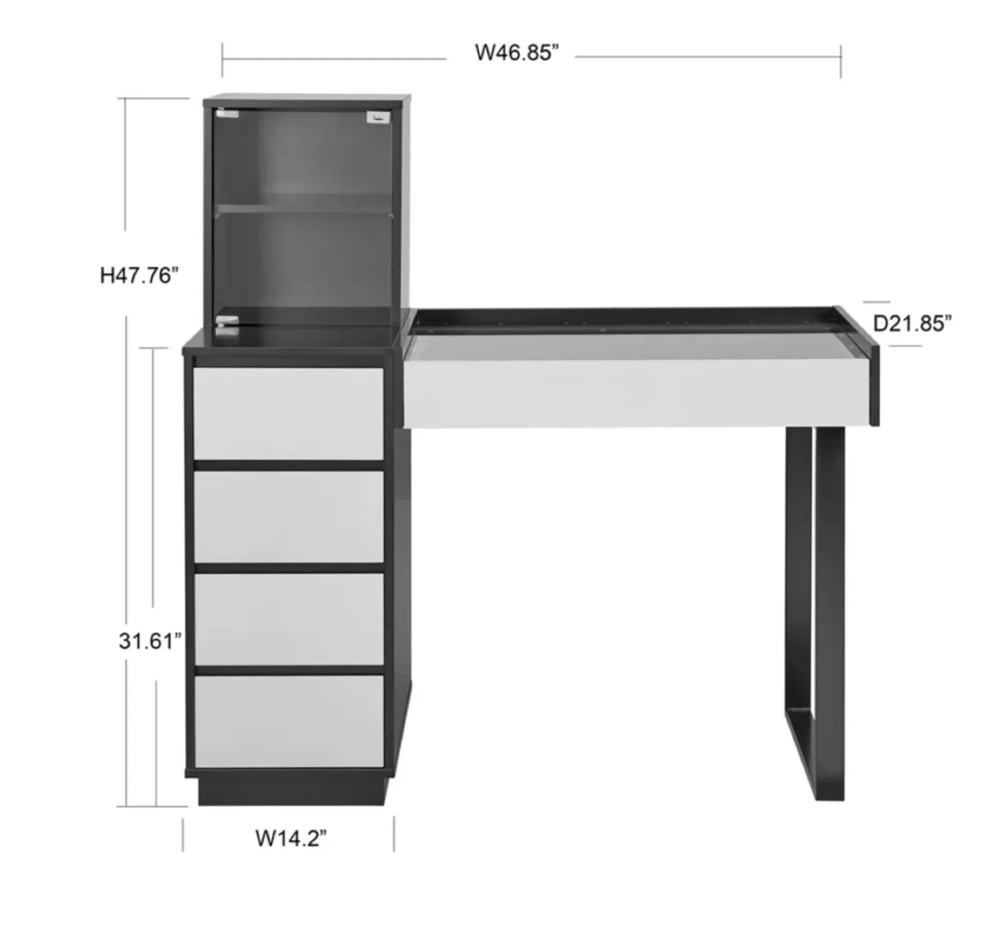 3 items Vanity Makeup Table + LED Mirror + display cabinet