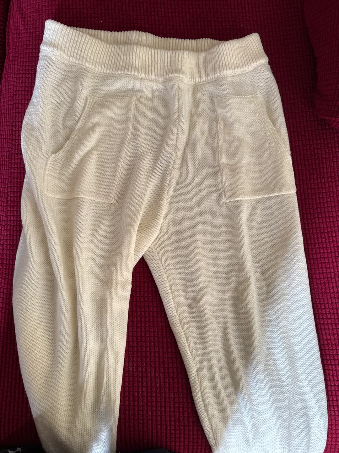 Cream Knit Lounge Pants